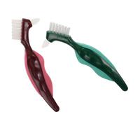 SHERCHPRY 2pcs Double-Headed Denture Cleaning Brush Hard Bristles for Dentures Prosthesis for Teeth Cleaning and Oral Care for Seniors