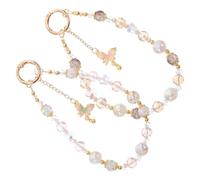 SHERCHPRY 2pcs Elegant Butterfly Cell Phone Chain Wrist Strap with Alloy and Crystal Beaded Pendant, Stylish Decorative Phone Case Strap for Daily Activities and Different Occasions
