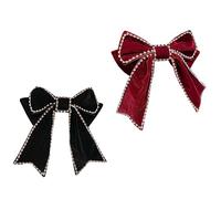 SHERCHPRY 2Pcs Elegant Rhinestone Bowknot Hair Clips Creative Female Hairpin Headdress Clip for Women Fashion Accessories Black Wine