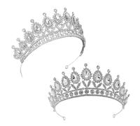 SHERCHPRY 2pcs Elegant Silver Teardrop Rhinestone Princess for Bridal Wedding Birthday Party Hair Accessories Fairy Tale Crown Gleaming Crystals