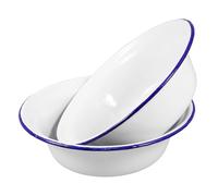SHERCHPRY 2pcs Enamel Bowl Retro Soup Holders Vintage Serving Bowl Cereal Bowls Enamelware Mixing Bowl Soup Basin Vegetable Platter Enamel Pudding Bowl Pallet Cake Tray Salad Round White 16c