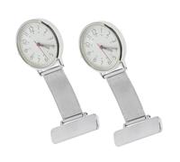 SHERCHPRY 2pcs Fob Watch Clip Pocket Watch for Medical Professionals Stainless Steel Lapel Pin Design Essential Timekeeping Tool for and Doctors