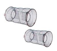 SHERCHPRY 2Pcs Foldable Fishing Traps Set, Professional Crawfish and Lobster Cage Nets Multi-Function Bait Pocket, Portable 25cm 33cm Diameter Fish Supply for River and Sea Fishing