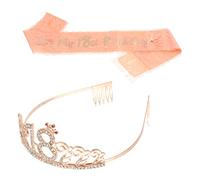 SHERCHPRY 2pcs Girl Birthday Sash and Crown Set Glittering Headband and Elegant Lettering for Stylish Birthday