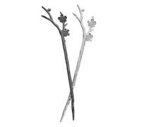 SHERCHPRY 2pcs Hair Chopsticks for Women Durable Alloy Hair Bun Sticks with Elegant Plum Blossom Design Long Hairpins for Stylish Updos and Formal Occasions Black and Silver