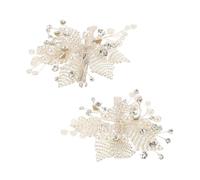 SHERCHPRY 2pcs Handmade Pearl Hair Clip Sparkly Rhinestones Elegant Flower Design for Wedding Bridesmaids for Women Party Engagement Hairstyling