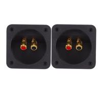 SHERCHPRY 2pcs Inch Square Speaker Box Terminal Cup Black Gold Plated