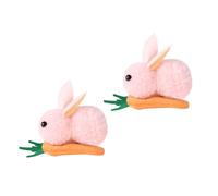 SHERCHPRY 2pcs Mini Plush Rabbit Carrot Hair Clips, Small Snap Hairpins Cute Bunny Hair Accessories, Pink Cartoon Headdress Set