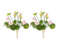 SHERCHPRY 2pcs Mini Silk Artificial Lotus Flowers Light Pink for Home Decor Realistic Fake Flower Arrangement for Office Table Bonsai Photography Props