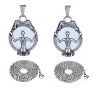 SHERCHPRY 2PCS Mirroring Woman Pendant Necklace Durable Stainless Steel Hip Hop Style with Chain Unique Design for Friends Lovers and Family Lightweight and Attractive Jewelry