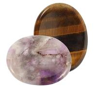 SHERCHPRY 2pcs Natural Thumb Stones Portable Worry Stones for Home Decor Made of Natural Amethyst for Meditation Anxiety Management