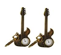 SHERCHPRY 2pcs Page Boy Pocket Watch Engraved Guitar Charms Fashion Watch Keychain Accessory Musical Instrument Keychain