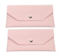 SHERCHPRY 2pcs Pink Pu Leather Cash Envelope Wallets, Reusable Money Clip Organizer for Budgeting, Small Portable Cash and Card Holder for Women and Men