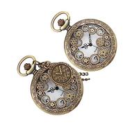 SHERCHPRY 2pcs Pocket Watch Chain Necklace Antique Watches Digital Watch Choker Necklace watchs Vintage Necklace Vintage Watch Costume Necklace Mechanic Accessories Rome Alloy dial, As Shown,