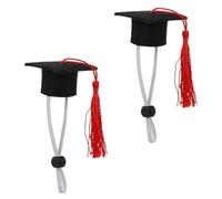 SHERCHPRY 2pcs Red Felt Cloth Graduation Party Doctor Hats for Dogs and Hedgehogs, Adjustable Puppy Dr Hat Set for Graduation Season and Party Dress up Pets