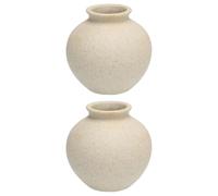 SHERCHPRY 2pcs Retro Ceramic Flower Vases for Dried Flower Arranging, Beige Vintage Style Decorative Containers with Simple Design for Home Décor and Table Display