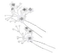 SHERCHPRY 2pcs Rhinestone Pearl Wedding Hair Pins for Bride Silver Bridal Hair Accessories Durable Floral Headpieces Easy to Use Elegant Styling for Ceremony and Reception