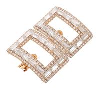 SHERCHPRY 2pcs Rose Gold Square Crystal Bridal Shoe Buckles Clips Removable Glass Rhinestone Wedding Shoe Decorations Accessories for Women