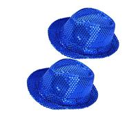 SHERCHPRY 2pcs Sequin Top Hat Gentleman Swift Boy Sequins Party Hat Eve Artificial Color Adults Show Beret Women Glitter Funky Jazz Light Sparkly Shining Disco Party Cap Blue