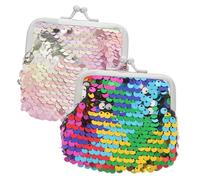 SHERCHPRY 2pcs Small Coin Purses for Women with Kiss Lock Portable Lightweight Double Sided Sequin Coin Wallets Secure Mini Pouch Set with Fashionable Colors for Everyday Use