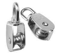 SHERCHPRY 2pcs Stainless Steel Cable Pulley Block Size 25mm and 32mm with Sturdy Lifting Wheels for Wire Rope Crane, Easy to Carry Pulley System Suitable for Warehouses and Construction