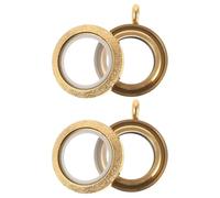 SHERCHPRY 2pcs Stainless Steel Round Locket Necklace with Glass Photo Frame Pendant, Floating Circle Memory Charm for Travel and Daily Wear