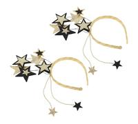 SHERCHPRY 2pcs Stylish Headband Glitter Star Sequins Black Gold Five-pointed Star Design for Birthday Headbands and Year's Eve Festive Party Hair Accessory