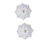 SHERCHPRY 2pcs Stylish Western Lace Parasol for Wedding Bride Decoration S Featuring Lacework and Embroidery Umbrella Design for Outdoor Events