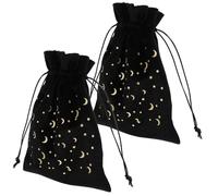 SHERCHPRY 2pcs Tarot Card Storage Pouch with Drawstring, Jewellery Gift Bag | Soft Protective Fabric, Delicate Star Moon Pattern, Compact Organiser for Runes, Cosmetics, Divination Games and Travel