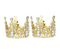 SHERCHPRY 2Pcs Vintage Baroque Mini Crown Cake Toppers Party Crown Ornament for Wedding Birthday Shower Durable Cake Decoration for Sweet Memories
