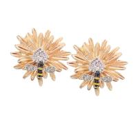 SHERCHPRY 2pcs Vintage Daisy Brooch Pin Rhinestone Lapel Pins for Women Jackets Dresses and Coats Elegant Floral Jewelry Accessories for Weddings Parties and Daily Wear Gold