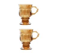 SHERCHPRY 2pcs Vintage Milk Tea Cup Glass Goblet with Handle Retro Style Brown Creative Elegant Design Easy to Clean for Bars and Restaurants
