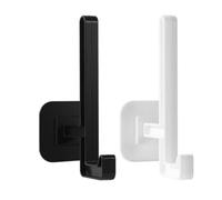 SHERCHPRY 2pcs Wall Adhesive Hat Hooks, L Shaped Plastic Rack for Caps | No Drilling, Multi Surface Adhesion, Minimalist Modern Style, Bedroom Entryway Wall Use, Black and White