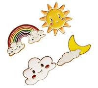 SHERCHPRY 2sets Rainbow Sun Moon Cloud Brooches Cute Alloy Decorative Badges for Clothing Lightweight Cartoon Breastpins for Sweaters Hats Bags and Scarves Random Styles 4pcs*2