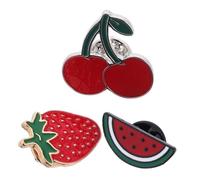 SHERCHPRY 3 Pcs Cute Fruit Brooch Pins Set Enamel Watermelon Strawberry Cherry Lapel Pins for Women Jackets Backpacks Summer Accessories