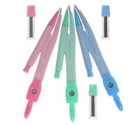 SHERCHPRY 3 Sets Student Compasses Kit for Math Drawing Circles, Metal Circle Drawing Tools with Blue, Pink, Green, Geometry Drafting Instruments for School and Exams
