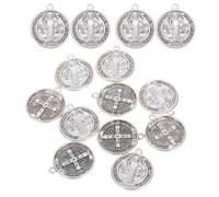 SHERCHPRY 30 Pieces Saint Benedict Cross Pendants Bulk Set Vintage Style Silver Religious Medal Charms for Spiritual Protection, Prayer, and Rosary Jewelry Supplies