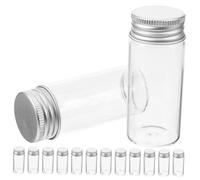 SHERCHPRY 30pcs Transparent Glass Test Tubes with Screw Caps Mini Sample Vials for Dry Powders Capsules Liquids Portable Clear Storage Tubes for Lab Biological and Chemical Use