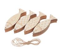 SHERCHPRY 36pcs Fish Shaped Wood Blank Ornaments Mediterranean Style Unfinished Wooden Cutouts Beige Creative Fish Design for Family Crafting Sessions and Birthday Decorations