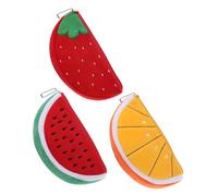 SHERCHPRY 3pcs Cartoon Fruit Coin Purse Set Zipper, Cute Small Change Pouch for Women, Portable Tiny Wallets for Cards and Coins, Multi-Color Red Watermelon Orange Strawberry