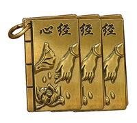 SHERCHPRY 3pcs Copper Keychain Pendants Set, Miniature Buddhist Amulet Charms with Sanskrit Heart Sutra Script, Retro DIY Decoration Accessories for Car and Home