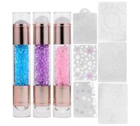 SHERCHPRY 3pcs Dual-Head Nail Art Stamper Set Soft Silicone Stamping Tool for DIY Manicure Includes Acrylic Transfer Pen for Nail Art Enthusiasts Random Color