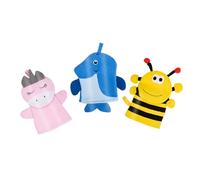 SHERCHPRY 3pcs Kids Cartoon Animal Bath Scrubbers and Shower Mitts Exfoliating Gloves Set Bee, Penguin, Unicorn Designs for Gentle Body Cleaning
