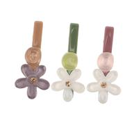 SHERCHPRY 3pcs Mini Crystal Flower Hair Clips for Women Non-slip Small Duckbill Barrettes in Purple White Green Translucent Floral Bang Side Hair Accessories for Stylish Versatile Looks