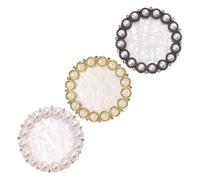 SHERCHPRY 3Pcs Nail Tip Display Boards with Pearl Decorations Small Alloy Manicure Palette Set for Nail Art Design Vintage Silver Bronze and Gold Frames with White Base