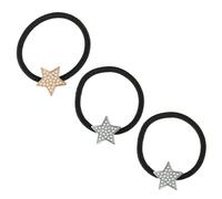 SHERCHPRY 3pcs Pearl Star Shape Hair Tie Set with Alloy Rhinestone Five-pointed Stars Multi-color 2 Silver + 1 Gold Hair Scrunchies for Women for Daily Styling and Special Occasions