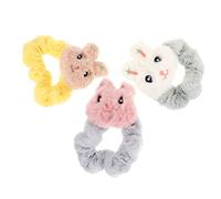 SHERCHPRY 3pcs Plush Bunny Hair Scrunchies for Women Elastic Hair Ties for Ponytails Khaki White Pink for Messy Bun Styles