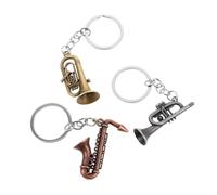 SHERCHPRY 3pcs Retro Metal Saxophone Keychain Vintage Musical Instrument Dangle Miniature Tone Token Key Rings for Jazz Men