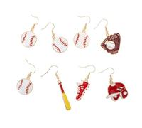 SHERCHPRY 4 Pair Baseball Earrings for Women Lightweight Cartoon Sports Jewelry for Teens and Baseball Moms for Daily Wear and Parties Stylish Accessory for Sports Lovers
