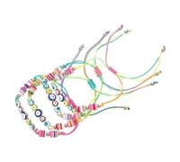 SHERCHPRY 4 pcs Adjustable Women Braided Evil Eye Bracelet Blue Bohemian Friendship Charm Wristband for Stylish Lucky Soft Clay Wrist Accessory for Birthday Party and Everyday Wear